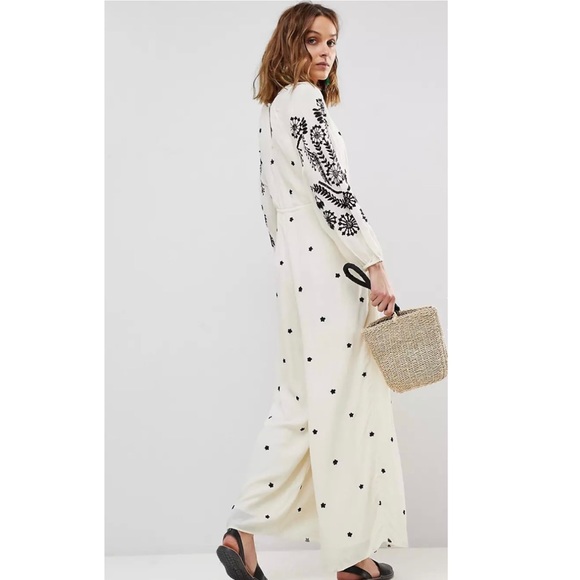 FREE PEOPLE EMBROIDERED V-NECK WIDE LEG JUMPSUIT - Picture 6 of 14